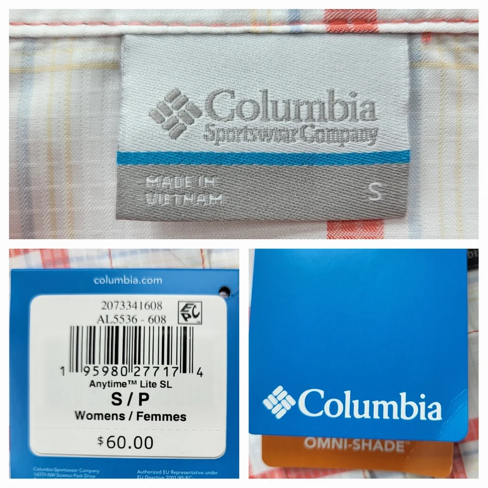 COLUMBIA Anytime Lite Sleeveless Shirt - Pink Windowpane - Size S (NWT) - Picture 14 of 16